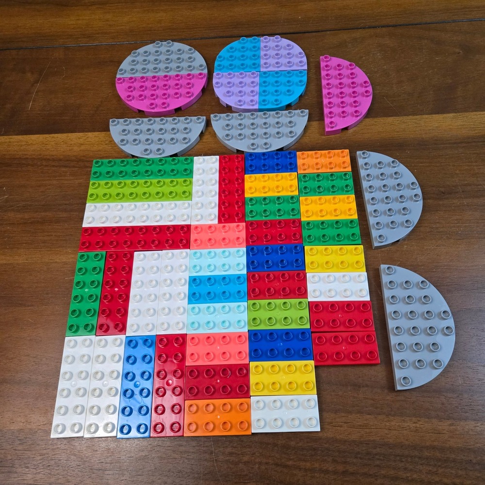 LEGO Duplo Mixed Plate Lot Multicolor Semi-Circle Rectangular Pieces